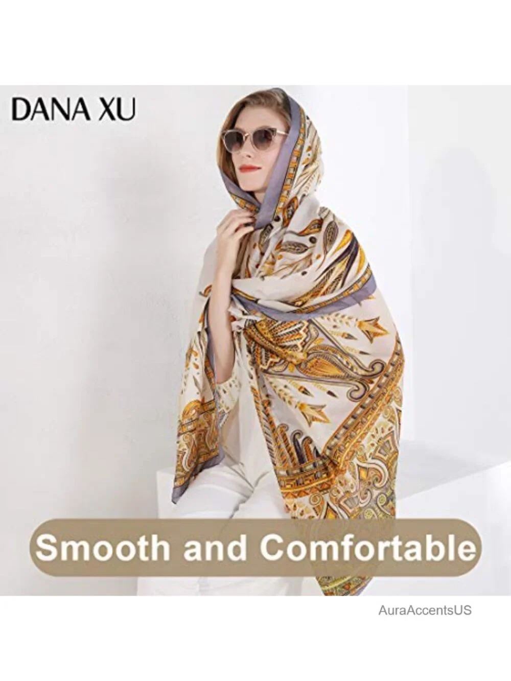 100% Mulberry Silk Pashmina Shawl Extra Large Floral Scarf Wrap
